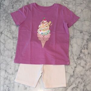 Cat & Jack Purple Ice Cream Tee & White Shorts Set 4T